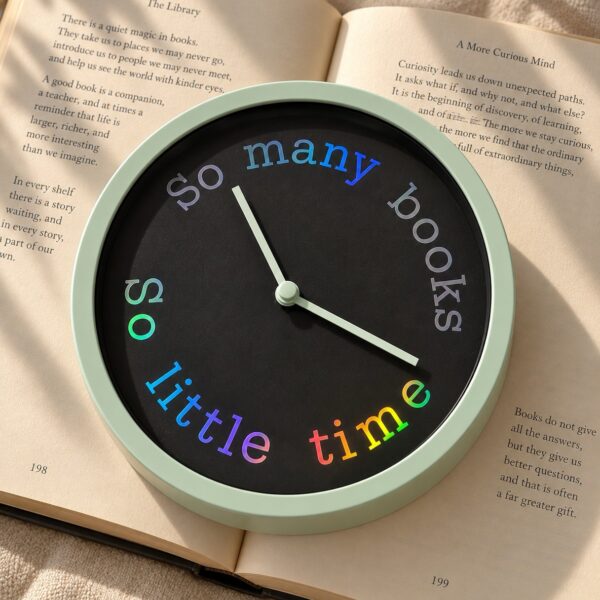 Klok So many books, so little time groen