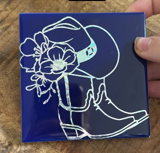 Tegeltje cowboy blauw
