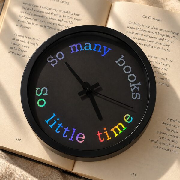 Klok So many books, so little time zwart